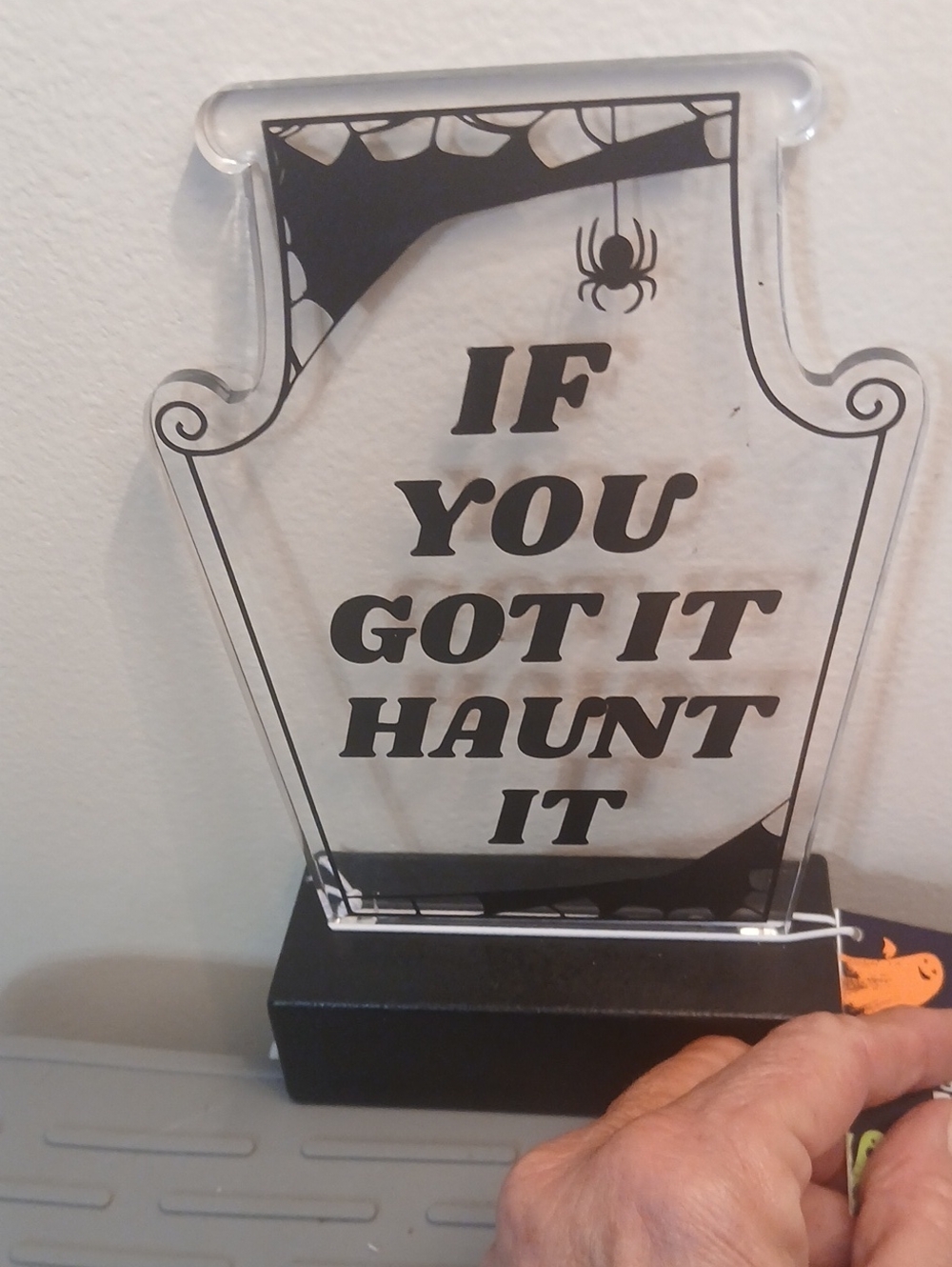 Halloween Tombstone"If You Got It Haunt It" Black, Light Up EDGES NWT